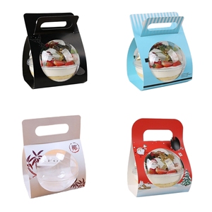 Boîte cadeau Bol d'emballage portable pour la cuisson Sala Dessert Cake Container Mousse Ball Box <span class=keywords><strong>Transparent</strong></span> Ball Shaped PET Plastic 500ml Food - Product Image 1