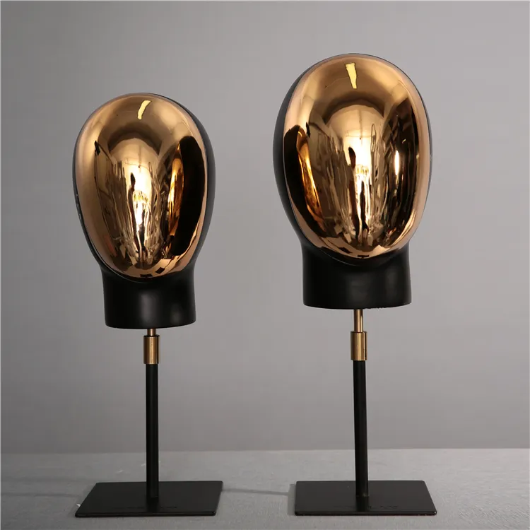 Демонстрационная головка манекена с золотым хромированным покрытием для магазина одежды