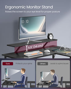 <span class=keywords><strong>Bureau</strong></span> <span class=keywords><strong>d</strong></span>'ordinateur en forme de L <span class=keywords><strong>VASAGLE</strong></span> avec prises électriques pour <span class=keywords><strong>bureau</strong></span> à domicile, <span class=keywords><strong>bureau</strong></span> de jeu avec éclairage LED, 2 tiroirs, 2 ports USB - Product Image 4