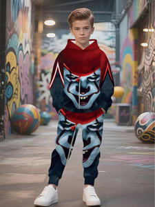 Automne mode deux pièces enfants à capuche lâche pantalons décontractés ensemble 3D motif garçon <span class=keywords><strong>sweat</strong></span> à capuche pour bébés vêtements à la mode - Product Image 4