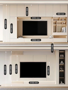 Mobile <span class=keywords><strong>TV</strong></span> a Parete Integrato Modulare con <span class=keywords><strong>Dimensioni</strong></span> Personalizzabili - Arredamento da Soggiorno in Legno Ecologico e Resistente - Product Image 2