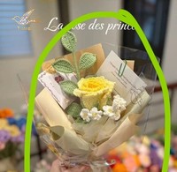 Buket Bunga Rajut Tangan Mawar Kuning Benang Rajut Bunga Buatan Buket Bunga Tangan untuk Hadiah Valentine