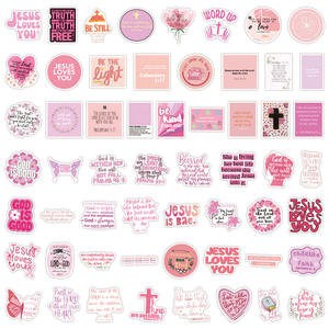 55 Uds. Frase DE LA Biblia Rosa pegatinas de grafiti cristiano <span class=keywords><strong>para</strong></span> Decoración de mesa de <span class=keywords><strong>pared</strong></span> Jesús te ama cita pegatina - Product Image 3
