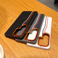 Étui magnétique professionnel pour Samsung Galaxy S26 Ultra avec texture en fibre de carbone et cuir bicolore, protection antichoc