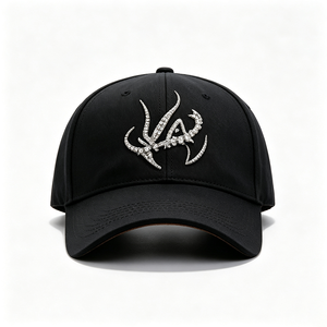 Gorra de Béisbol Negra Estructurada con Logotipo Personalizado, Adornada con Cristales de Imitación y Pedrería, 100% Algodón, Estilo Urbano, Unisex - Product Image 5