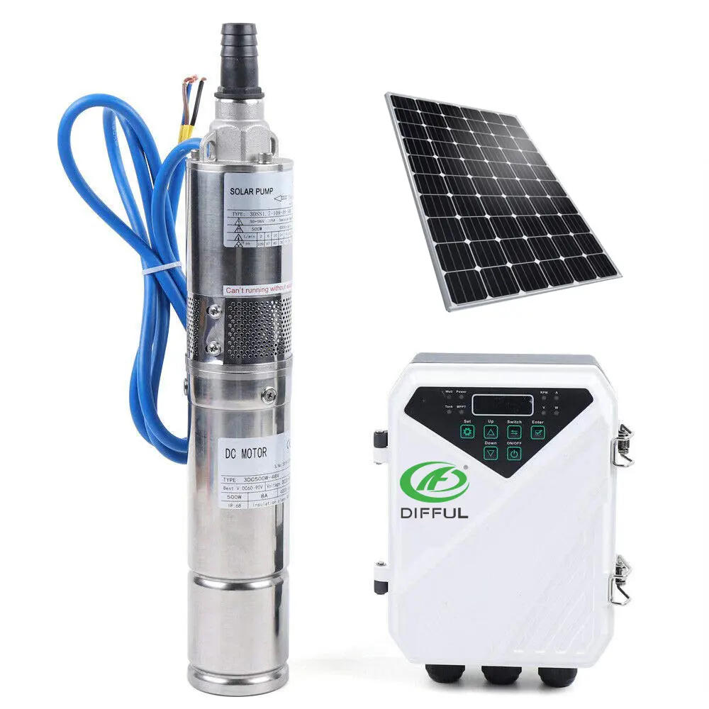 Pompe à eau solaire hélicoïdale à vis 150m tête solaire automatique de pompe à eau solaire contrôleur de pompe à eau