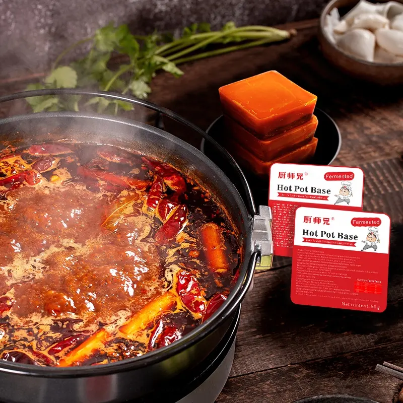 Tianchu grosir rasa pedas basis Hot Pot kemasan kecil 50g bahan dasar Pot panas basis sup pedas