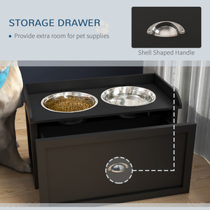 Stazione di alimentazione per cani con cassetto di stoccaggio, armadietto per alimenti per cani con 2 ciotole per cani sopraelevate rimovibili - Product Image 5