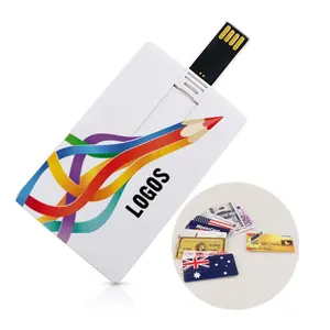 Kart USB Flash sürücü 1GB 2GB 4GB 8GB 16GB 32GB 64GB 128GB yüksek hızlı 2.0 tam renkli baskı promosyon hediyeler kredi kartı USB