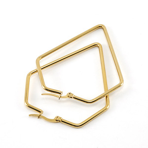 ZOGXIN Geometric Hoop Earrings Gold 50x55mm 60x67mm Stainless Steel Fashion Jewelry - Product Image 3