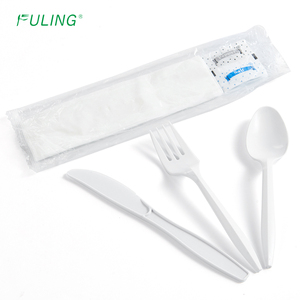 Fuling 2.5g PP dĩa nhựa đồ dùng dùng một lần thiết lập dao kéo trắng/đen nhựa trung bình trọng lượng dùng một lần ngã ba - Product Image 4