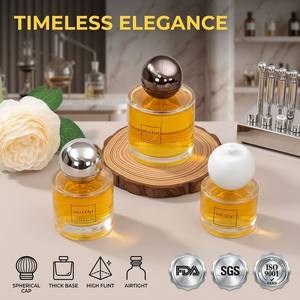 Elegante Botella de <span class=keywords><strong>Perfume</strong></span> Corta Cilíndrica, Botella de Vidrio Transparente Única con Pulverizador Recargable, Muestra de Viaje, Botella de Fragancia Cosmética - Product Image 1