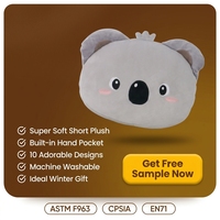 Ensemble de coussins chauffe-mains en peluche animale Kawaii, rembourrés en coton PP écologique, doux et moelleux, pour l'hiver, cadeau pour enfants unisexe
