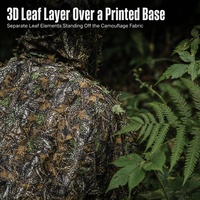 Ensemble de camouflage 3D en polyester à motif feuilles, veste à capuche et pantalon, tenue intégrale pour la chasse en extérieur et le travail sur le terrain