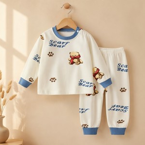 Conjunto de Ropa Interior de Algodón Puro con Dibujos Animados para Niños y Niñas, Pijamas Cálidos para Bebés y Niños Pequeños - Product Image 2