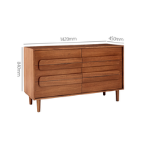 Commode à 6 tiroirs en noyer noir, fabrication directe usine, en bois massif avec poignées encastrées, mobilier de chambre en gros