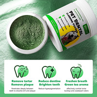 Poudre dentaire pour animaux de compagnie 120g, marque privée OEM, nettoyage des dents, haleine fraîche, élimination du tartre et de la plaque dentaire, poudre dentaire pour chiens