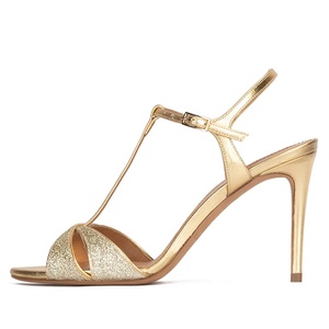 Sandali con <span class=keywords><strong>Tacco</strong></span> Sexy Glitterati da Donna <span class=keywords><strong>Scarpe</strong></span> Eleganti con <span class=keywords><strong>Tacco</strong></span> Dorato a T Taglia Grande - Product Image 2