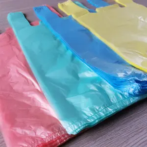 Bolsa de plástico para camisetas a rayas, bolsa de comestibles, plegable, personalizado