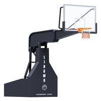 Panier de basket-ball hydraulique de compétition standard avec anneau haute résistance et rembourrage de sécurité