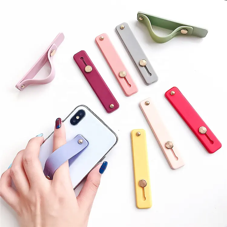 2022 Multi-color Finger Ring Holder Silicone Phone Hand Holder Wristband Strap Push Pull Grip Stand Bracket