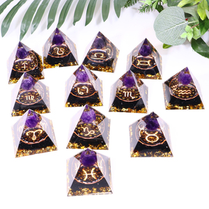 50mm 60mm Tierkreis Kristall Heil pyramide 12 Tierkreis Meditation Kristall Orgon Orgonit Pyramide - Product Image 1