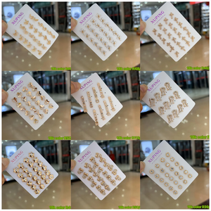 أقراط XUPING الأنيقة المطلية بالذهب مع زركون مربع الشكل، مجوهرات أنيقة للارتداء اليومي - Product Image 2