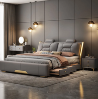 Lit rembourré de luxe de haute qualité pour chambre à coucher, avec rangement, en cuir confortable et souple, disponible en tailles Queen et King pour chambre adulte