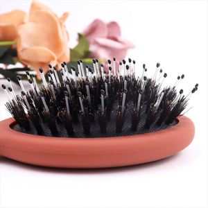 Cepillo Compacto Pequeño para Desenredar el Cabello con Estuche de Algodón, Cepillo de Cerdas de Jabalí en Blanco para Venta al por Mayor - Product Image 4