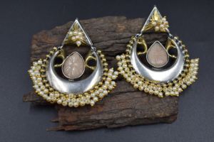 Bonne qualité en laiton matériel à la mode nouveau Design nouveauté argent double ton longues boucles d'oreilles Jhumka pour les femmes - Product Image 2