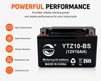 Batterie de moto AGM YTZ10-BS 12V 10Ah sans entretien, batterie au plomb-acide pour remplacement de moto