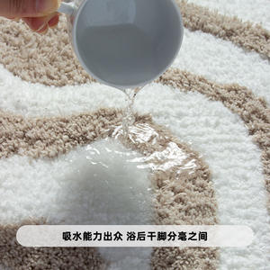 Tapis de bain rectangulaire en microfibre floqué, absorbant, antidérapant, à rayures, design minimaliste, pour l'entrée de la salle de bain - Product Image 1