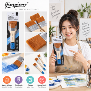 Set di 3 <span class=keywords><strong>Pennelli</strong></span> <span class=keywords><strong>per</strong></span> Gesso Giorgione, Setole Larghe e Piatte in Nylon, Manico in Legno <span class=keywords><strong>per</strong></span> Acrilico, Gesso, Tela, Preparazione, Pittura Artistica - Product Image 6