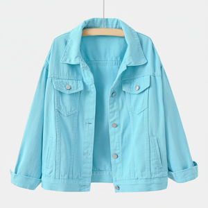 Nouveau design de vêtements personnalisés Veste en jean à la mode pour femmes Manteaux stylés Veste en jean Veste en jean coupe-vent de course - Product Image 1