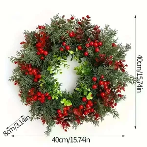 Couronne de Noël de 40 cm en PE, couronne d'eucalyptus, couronne de feuilles d'eucalyptus, couronne artificielle - Product Image 2
