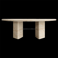 Console/Table d'appoint Dougbuild en marbre naturel beige, moderne, écologique et luxueuse, pour appartement, fabriquée sur commande