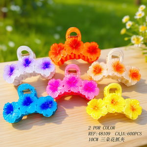 Fermaglio per capelli Angelina Three Flower Claw Clip 10 cm, colorato, per donne e ragazze - Product Image 5