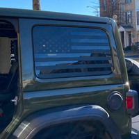 Autocollant de transfert vinyle noir mat personnalisé drapeau américain pour Jeep Wrangler JLU, autocollant de fenêtre de voiture étanche en gros