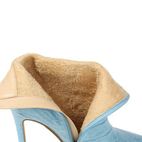CSB96 — bottines en cuir de couleur bleue pour femme, chaussures à talons hauts et fins, effet peinture à la pierre, pour l'automne et l'hiver