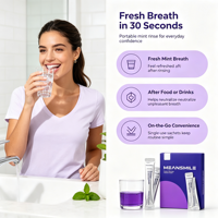 Solution buccale violette à emporter, sachet individuel, sans alcool, menthe fraîche, blanchissant, rinçage buccal, vente en gros OEM, personnalisable avec logo
