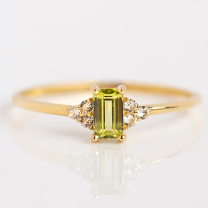 Gioielli di lusso con pietre preziose in argento 925 grazioso anello peridoto da donna promessa anello oro vermeil - Product Image 1