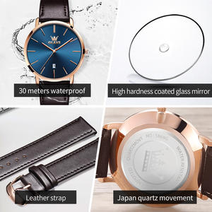 <span class=keywords><strong>Reloj</strong></span> de Pulsera para Pareja <span class=keywords><strong>OLEVS</strong></span> 5869, Marca de Lujo, Correa de Cuero Genuino, Resistente al Agua, de Cuarzo para Hombre y <span class=keywords><strong>Mujer</strong></span> - Product Image 6