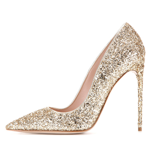 Fashion Shiny Gold Elegant Pencil High Heels Pointed Toe Designer Heels Ladies Sexy Bridal Wedding Gowns <b>Shoe</b> - Product Image 2