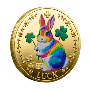 Glücksbringer-Münze: Glückssegensmünze aus vergoldetem Metall mit farbigem Reliefdruck – Kleeblatt & Seepferdchen – Souvenir mit individuellem Design - Product Image 3