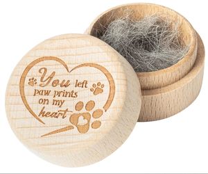 Milieuvriendelijke Eenvoudige Huisdierherdenking Houten Kist Carving Pootafdrukken Voor Kattenhonden Die Dierenhaar Bewaren Voor Wie Ze Kwijt Is - Product Image 1
