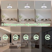 Ventilateur de plafond LED silencieux TSINYE avec télécommande, 3 températures de couleur, intensité variable, luminaire en plastique pour cuisine, salle de bain, entrepôt, garage