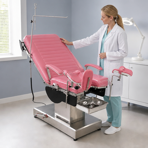 Lettino elettrico per visite ginecologiche con staffe regolabili e materasso impermeabile in memory foam per uso ginecologico - Product Image 1