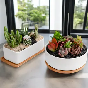 Dapat disesuaikan pot bunga keramik mengkilap & penanam gaya desain Nordik untuk dekorasi dalam ruangan taman & mal belanja