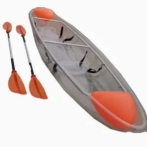 A Tandem Kayak 2 Person Sea Sit in Sea Fishing Popular Glass Bottom Canoe See Through Transparent Kayak With Free Accessories