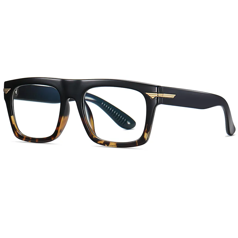 Kacamata TR90 bingkai persegi uniseks, kacamata bingkai persegi dengan bingkai optik ukuran besar untuk pria dan wanita